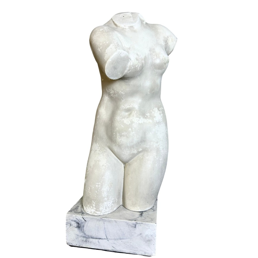 Large Marble and Stone Sculpture Female Torso MidCentury Signed Alva Studio 1955